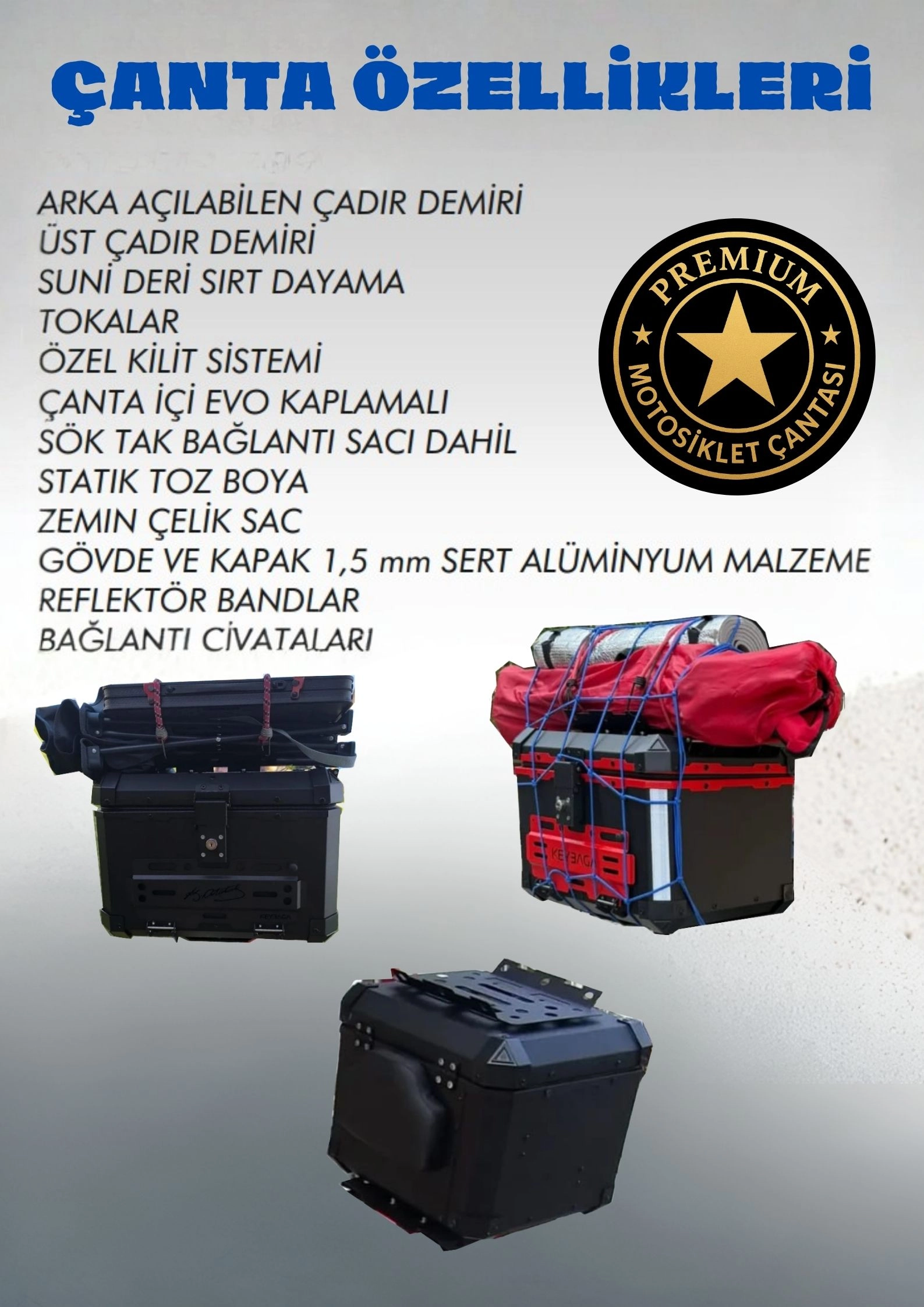 Alüminyum Motosiklet Arka Çantası 45 LT Top Case – KBG-01