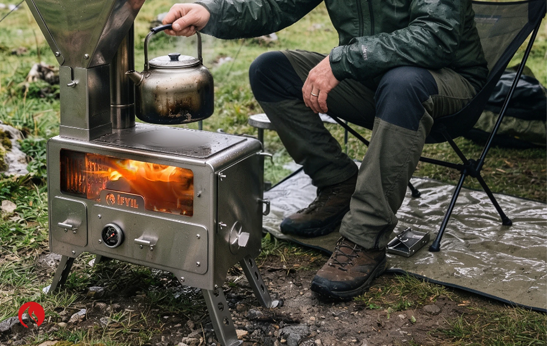 KAMPY Pelet Yakıtlı Kuzineli Kamp ve Çadır Sobası