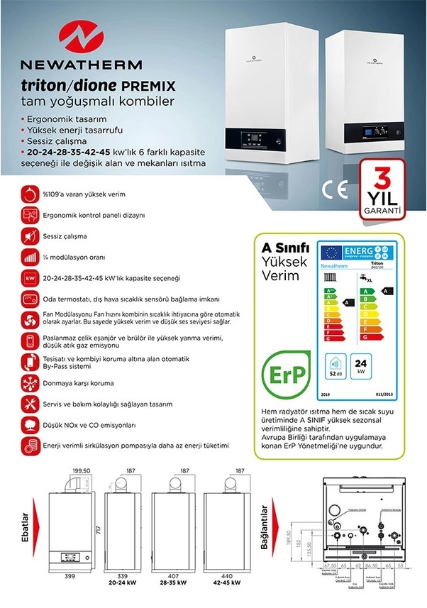 NEWATHERM Dione Premix Tam Yoğuşmalı Kombi - 24 kW